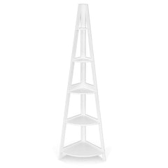 5-Tier Modern Corner Bookcase Shelf with Strong Wooden Frame