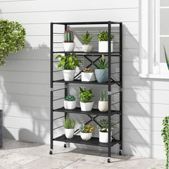 5-Tier Adjustable Shelves on Wheels for Garage Kitchen Balcony