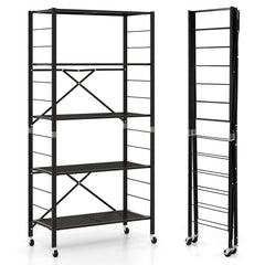 5-Tier Adjustable Shelves on Wheels for Garage Kitchen Balcony