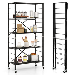 5-Tier Adjustable Shelves on Wheels for Garage Kitchen Balcony