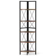 5-Tier Freestanding Corner Shelf 63 Inch Tall Storage Rack