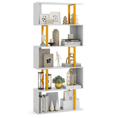 5-Tier/6-Tier Geometric Bookcase with Metal Frame and Anti-tipping Kits