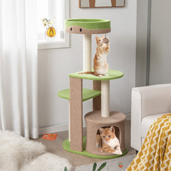 5-Tier Modern Cat Tree Tower with Sisal Scratching Posts for Indoor Cats