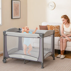 5-in-1 Portable Baby Playard with Changing Table and Storage Basket