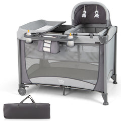 5-in-1 Portable Baby Playard with Changing Table and Storage Basket