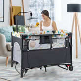 5-in-1 Foldable Baby Playpen Bedside Crib with Music Box