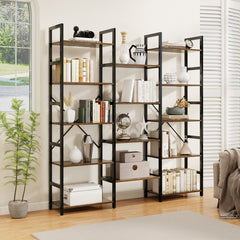 5-tier Triple Wide Heavy-duty Metal Frame Industrial Bookshelf