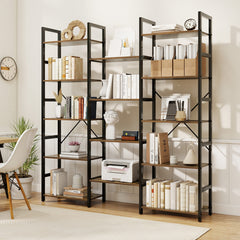 5-tier Triple Wide Heavy-duty Metal Frame Industrial Bookshelf