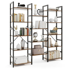 5-tier Triple Wide Heavy-duty Metal Frame Industrial Bookshelf
