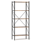 5-Tier Bookshelf with Open Shelves and Heavy Duty Metal Frame