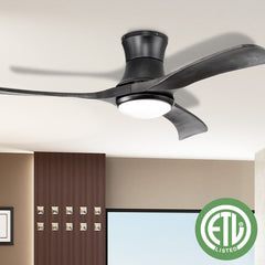 52 Inch Flush Mount Ceiling Fan with LED Light