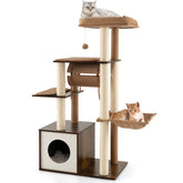 53 Inch Cat Tree with Condo and Swing Tunnel