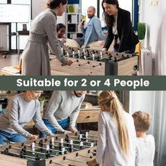 54 Inch Foosball Table Arcade Soccer Game Table with 2 Balls and 26 Players In Natural