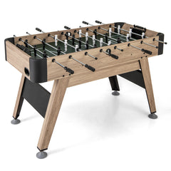 54 Inch Foosball Table Arcade Soccer Game Table with 2 Balls and 26 Players In Natural