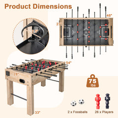 54 Inches Full Size Foosball Table with Legs 2 Balls and 2 Foldable Cup Holders for Kids Teens Adults