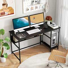 55 Inch Computer Desk with 4 Power Outlets and CPU Stand