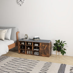 9-cube Shoe Bench with Adjustable Shelves and Removable Padded Cushion