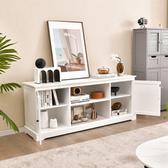 58 Inch TV Stand with 2 Cabinets and Adjustable Shelves for TVs up to 65 Inch