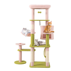 58 Inch Tall Multi-Level Cat Tree Aesthetic Floral Kitten Tower