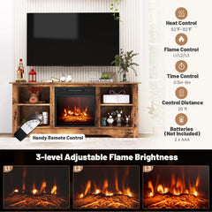 58 Inches TV Stand for Flat Screen TVs Up to 65 Inches with 18 Inches Electric Fireplace Heater