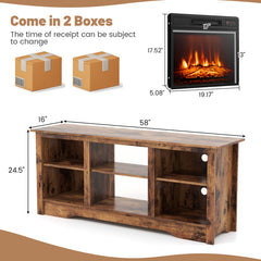 58 Inches TV Stand for Flat Screen TVs Up to 65 Inches with 18 Inches Electric Fireplace Heater