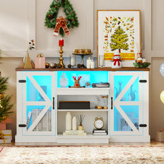 59 Inches Media Console Table with 3-Level Shelves and 22 Dynamic Modes