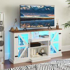 59 Inches Media Console Table with 3-Level Shelves and 22 Dynamic Modes