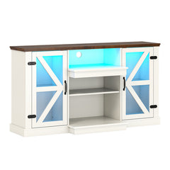 59 Inches Media Console Table with 3-Level Shelves and 22 Dynamic Modes