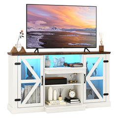 59 Inches Media Console Table with 3-Level Shelves and 22 Dynamic Modes