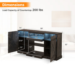 58 Inches TV stand for TVs up to 65 Inches with 20 Color Led Lights