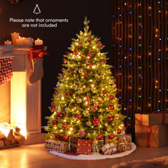 5/6/7 Feet Artificial Xmas Tree Hinged with 11 Lighting Modes and Remote Control