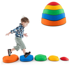 5 Pieces Kids Stepping Stones Stackable Round River Stone Indoor Outdoor