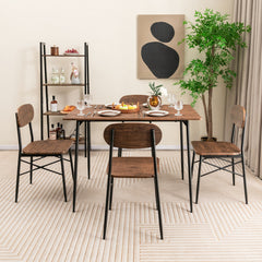 5 Piece Dining Table Set Rectangular with Backrest and Metal Legs for Breakfast Nook