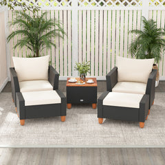5 Pieces Patio Furniture Set with Loveseat and Armchairs for Porch