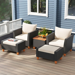 5 Pieces Patio Furniture Set with Loveseat and Armchairs for Porch