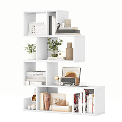 5-Tier S-Shaped Bookshelf Geometric Z-Shelf Bookcase with Open Cubes