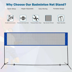 Portable 10 x 5 Feet Beach Badminton Training Net with Carrying Bag