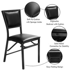 Set of 2 Metal Folding Dining Chair with Space Saving Design