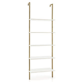 5 Tier Ladder Shelf Wall-Mounted Bookcase with Steel Frame