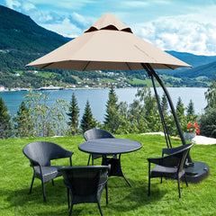11 Feet Outdoor Cantilever Hanging Umbrella with Base and Wheels