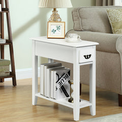 2 Tier End Bedside Sofa Side Table Narrow Nightstand