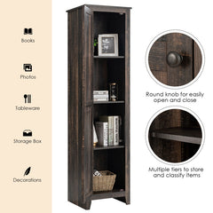 Linen Tower Bathroom Storage Cabinet Tall Slim Side Organizer with Shelf