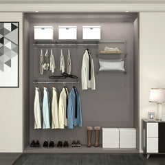 3 to 6 Feet Wall-Mounted Closet System Organizer Kit with Hang Rod
