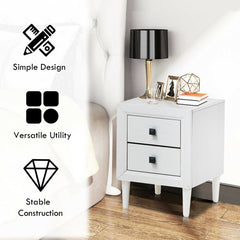 2 Pieces Multipurpose Retro Nightstand Set with 2 Drawers