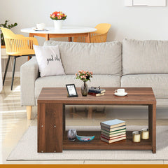 Coffee Table with Storage Shelves and Smooth Surface