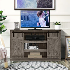 Farmhouse Wood TV Stand for TVs up to 60 Inch with Sliding Barn Doors
