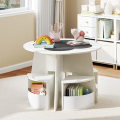 5 PCS Kids Table and Chair Set with Storage Stools for Activity