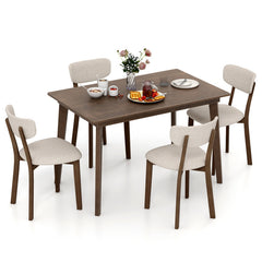 5-Piece Dining Table Set for 4 with Rubber Wood Frame and Padded Set