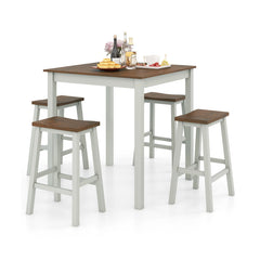 5 Piece Dining Table Set with 4 Saddle Stools for Kitchen Dining Room Apartment