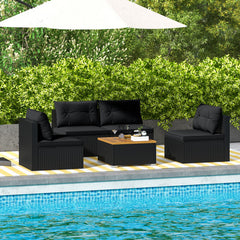 5 Piece Outdoor Furniture Set with Solid Tabletop and Soft Cushions